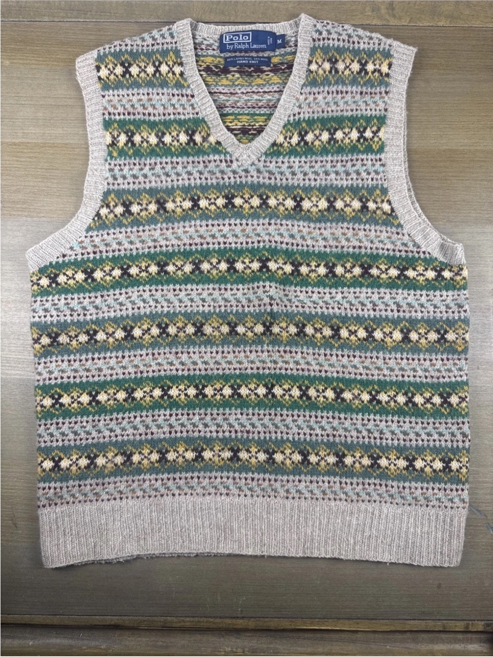 Vtg Polo Ralph Lauren 2006 Hand Knit Sweater Vest Fair Isle Lambswool Men’s Med